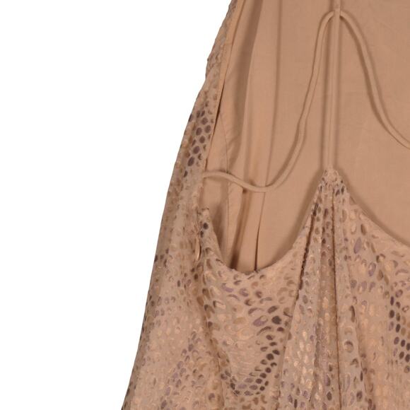 Silence Noise Anthropologie Dress Womens S Beige Metallic Animal Halter Mini - Picture 9 of 13